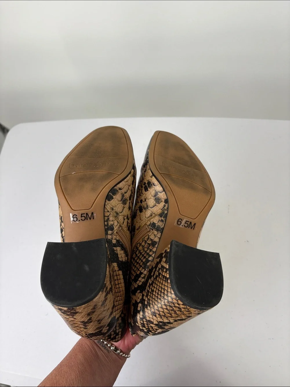🫐 Franco Sarto Trudy Snake-Print Ankle Boots - Tan/Black vegan